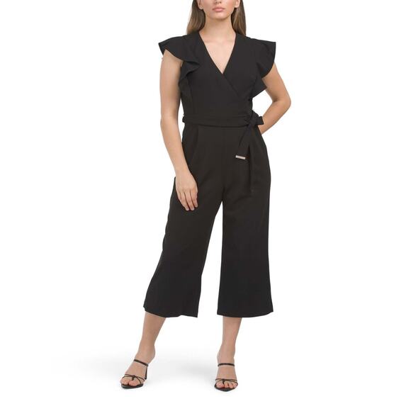 Tommy Hilfiger Ruffled Sleeve Cropped Jumpsuit Size 8 NWT - Picture 1 of 15